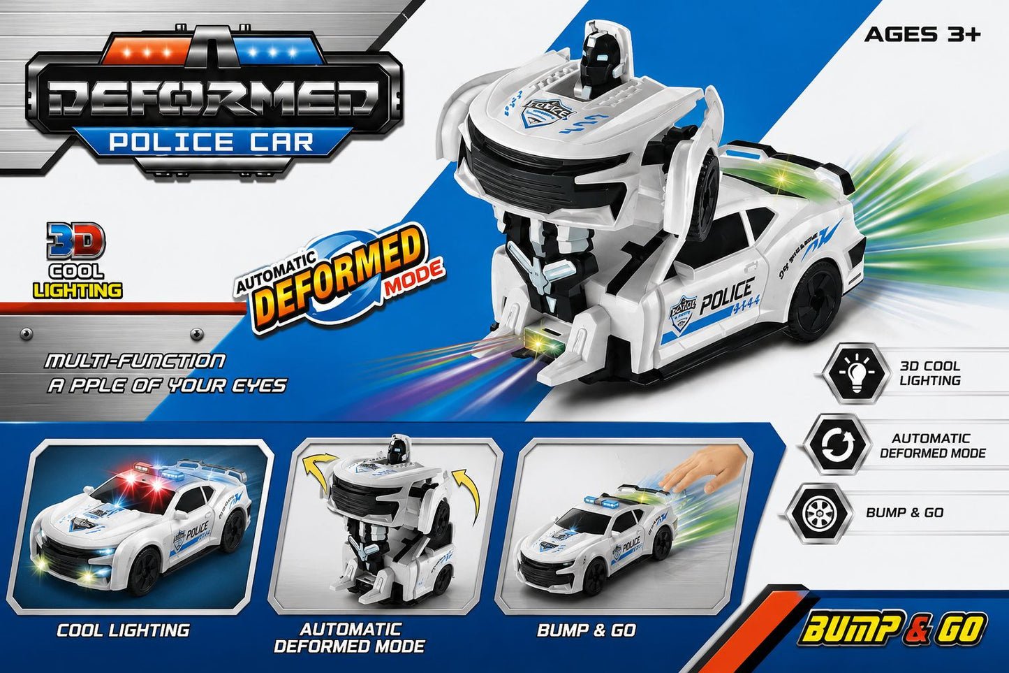 Deformed Police Car Transforming Robot