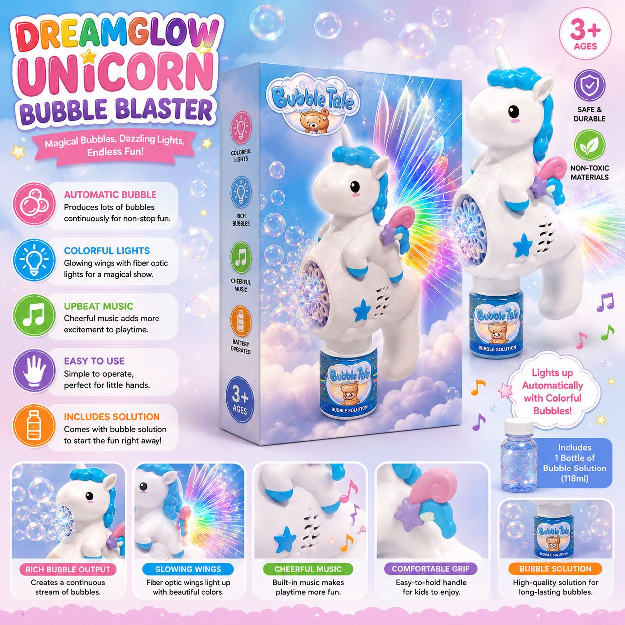 DreamGlow Unicorn Bubble Blaster