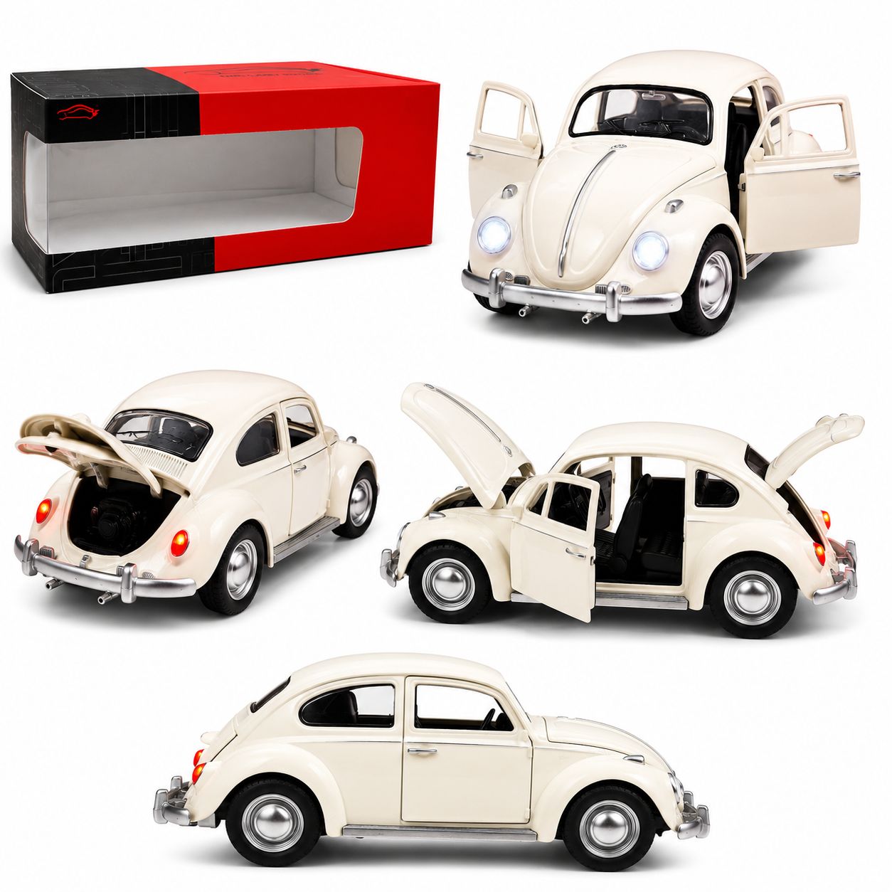 1:18 Classic Volkswagen Beetle Die-Cast Model Car – White