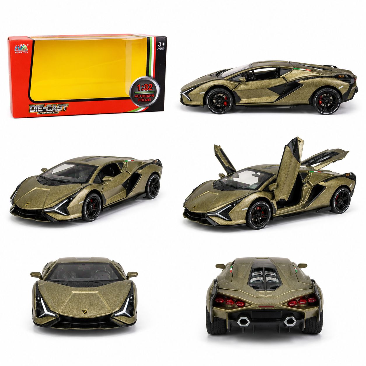 1:32 Die-Cast Super Sports Lamborghini Car Model – Metallic Olive Green