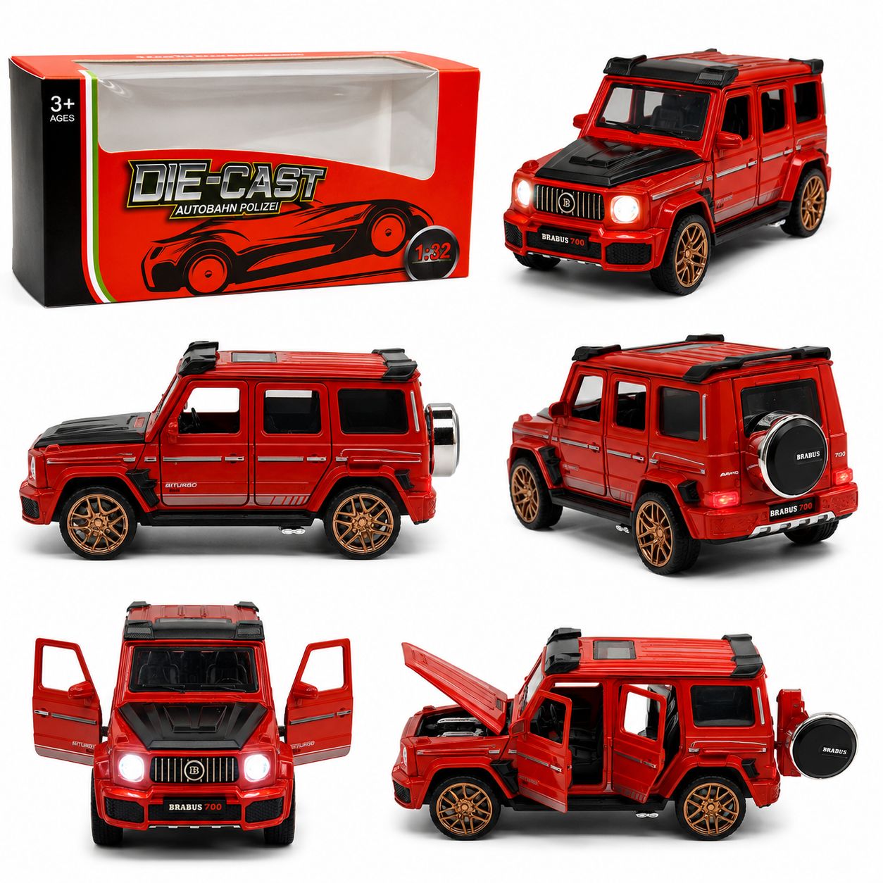 1:32 Mercedes-Benz G-Class Brabus 700 Die-Cast Model Car – Red