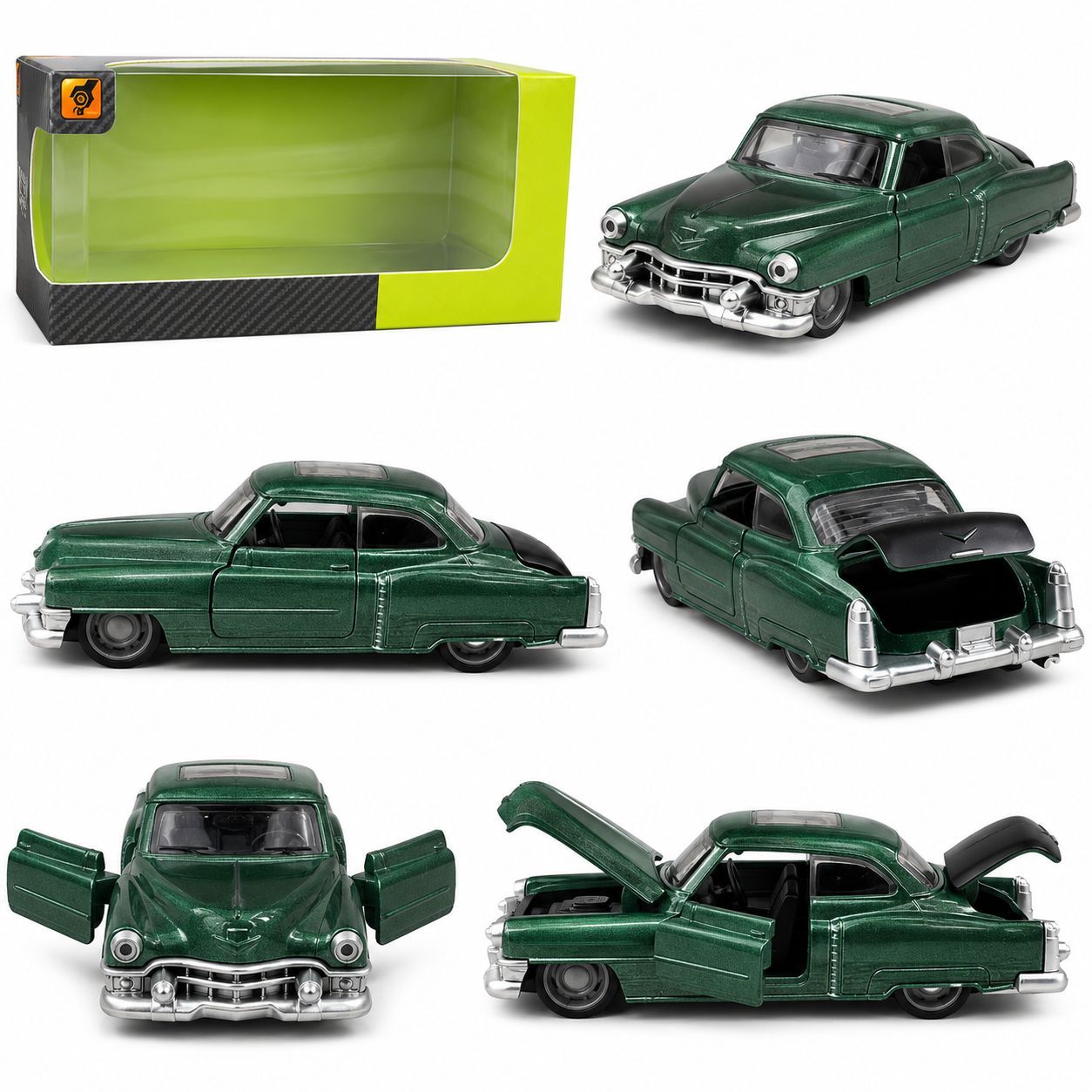 Small size Classic Vintage Cadillac Green Coupe Die-Cast Model Car