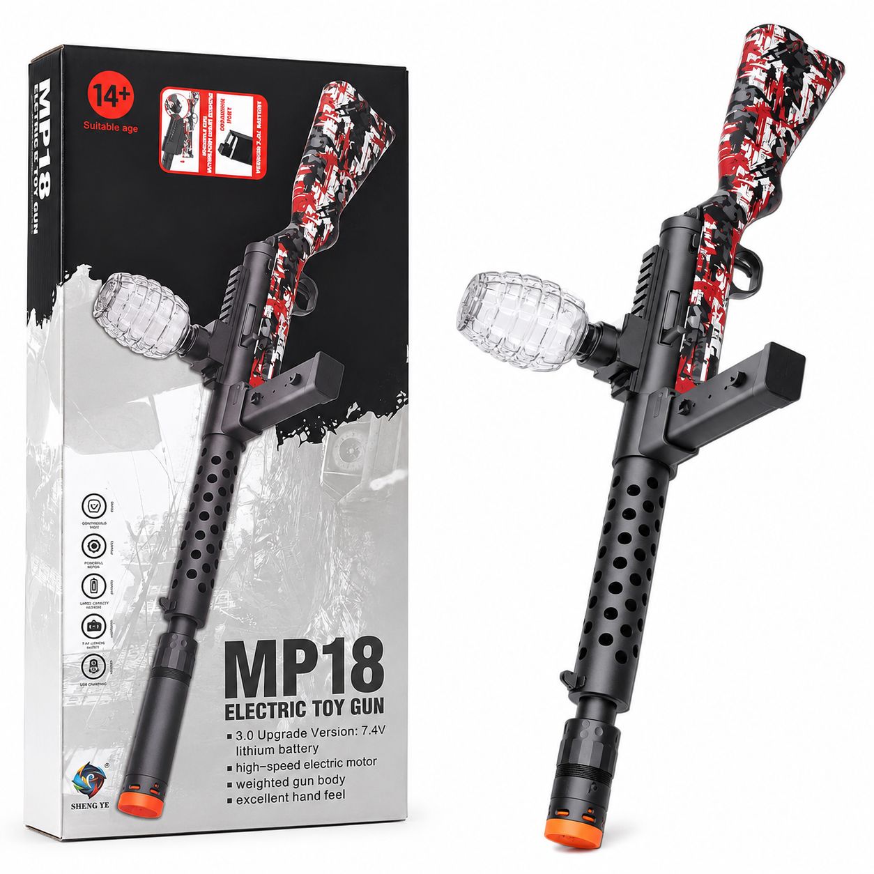 MP18 Electric Gel Ball Blaster Toy Gun – USB Rechargeable