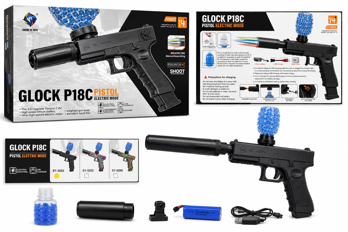 Glock P18C Electric Gel Blaster – Black
