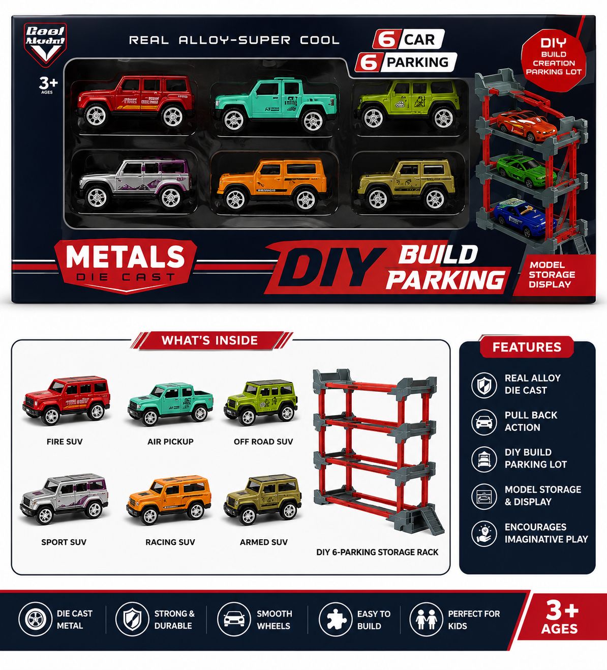 DIY Build Parking Garage Die-Cast Car Set