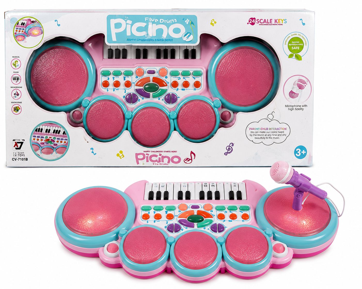 24-Key Musical Drum & Piano Set