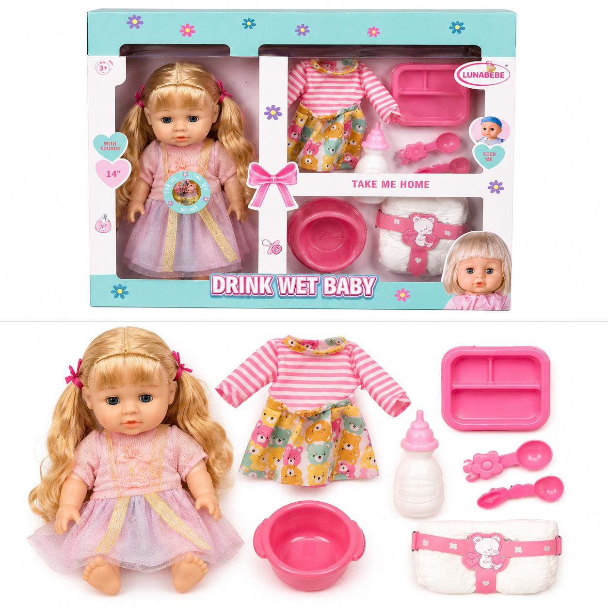 LunaBebe Drink Wet Baby Doll Playset