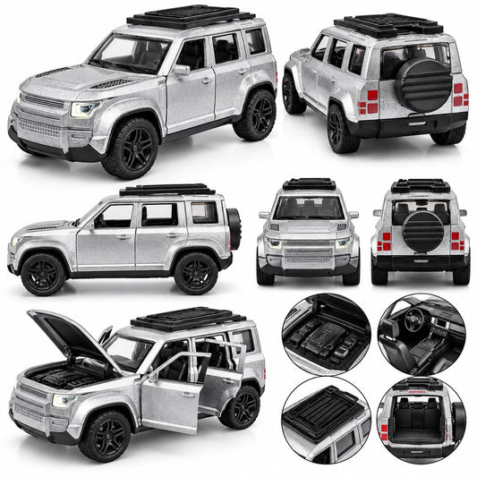 1:36 Silver defender Die-Cast SUV Toy Car
