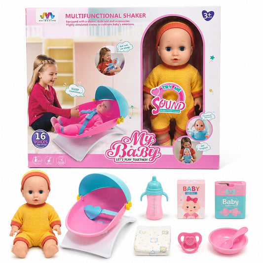 My Baby Interactive Sound Doll & Cradle Set