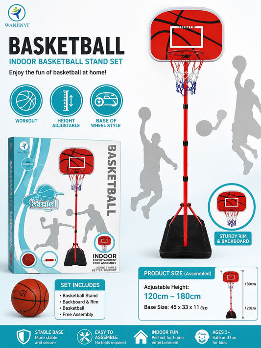 Kids Adjustable Indoor Basketball Hoop Set