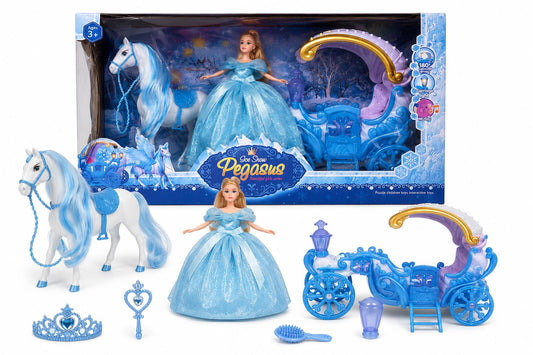 Ice Snow Pegasus Princess Carriage Set