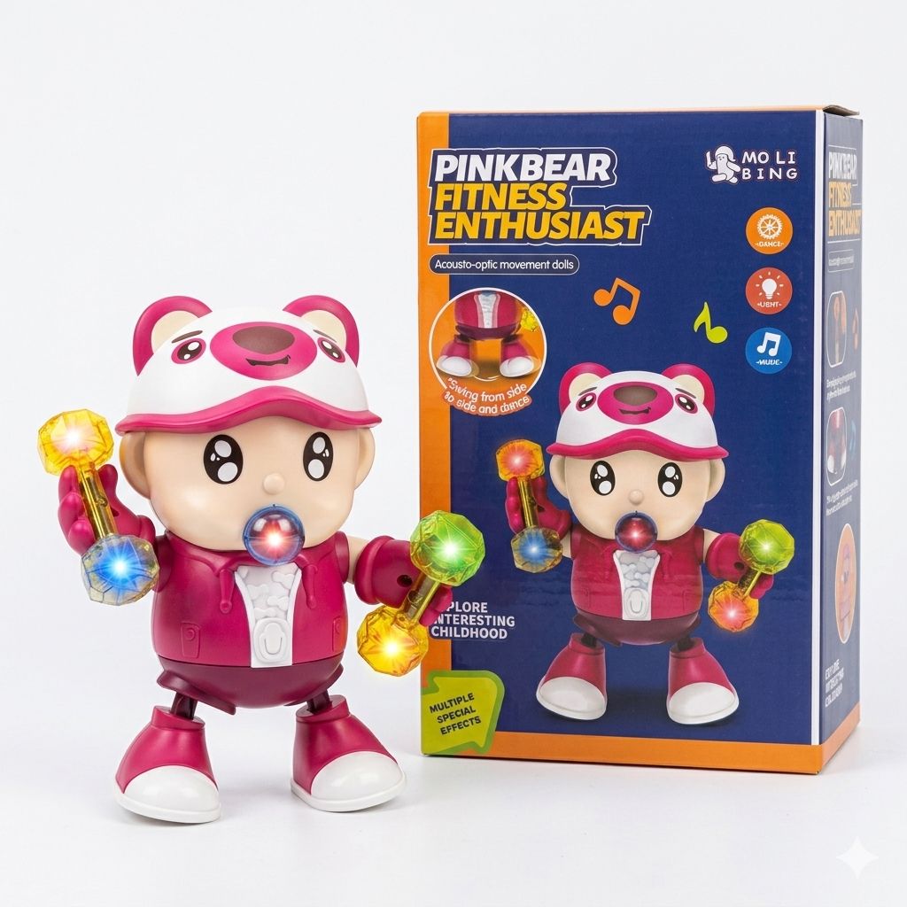Pink Bear Fitness Enthusiast Dancing Toy