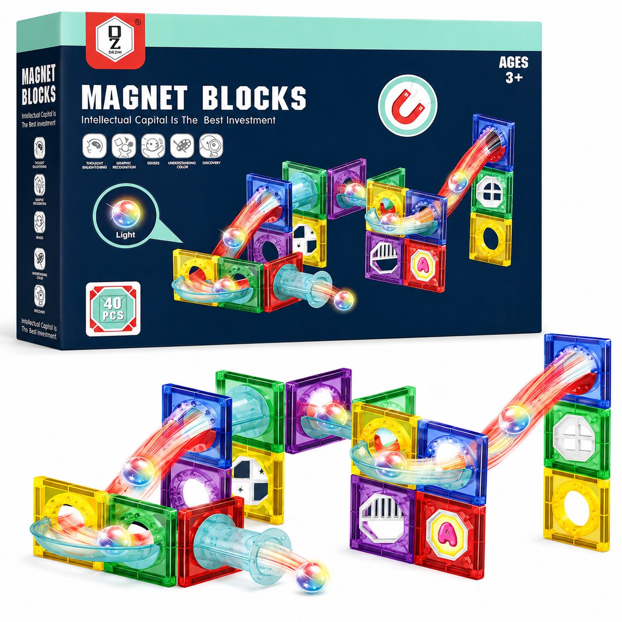 Magnetic Marble Run Blocks (40 PCS)