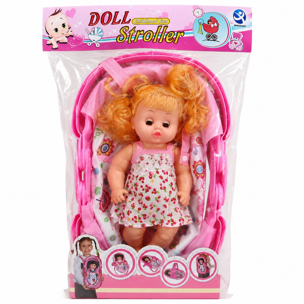 Doll Stroller Play Set (Cherry Dress)