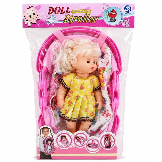 Doll Stroller Play Set (Yellow Dress)