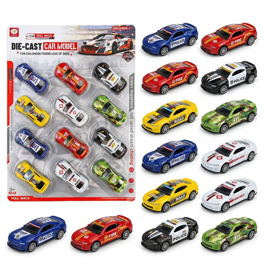 Pull Back Die-Cast Service Vehicle Set – 12 Piece Collection