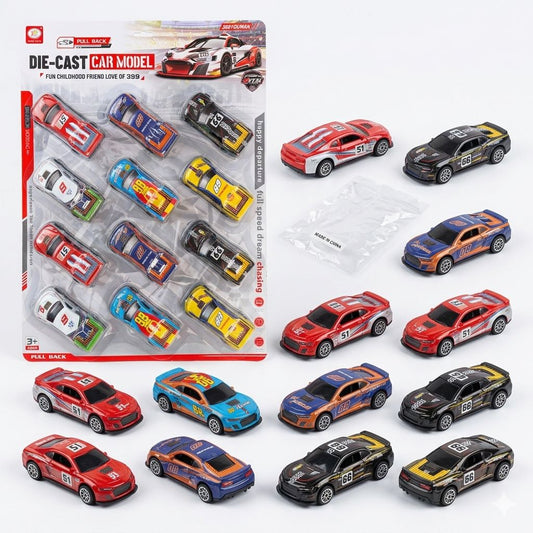 Pull Back Die-Cast Racing Car Set – 12 Piece Collection
