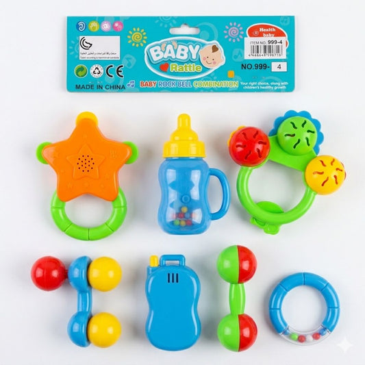 Baby Rattle & Teether Toy Set – Colorful Sensory Toys