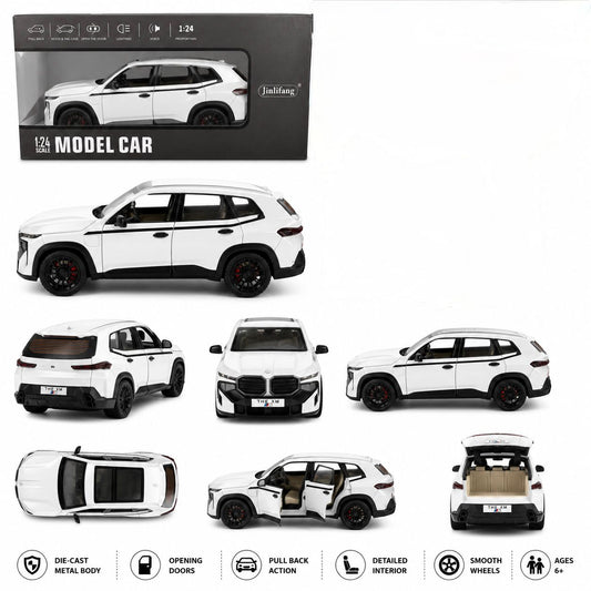 1:24 Die-Cast BMW XM Model Car – White Luxury SUV with Light, Sound & Opening Parts