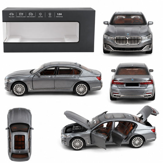 1:24 Die-Cast Luxury Sedan Model Car with Opening Doors, Hood & Trunk – Gray