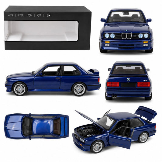 1:24 Die-Cast Classic Sports Coupe Model Car with Opening Doors, Hood & Trunk – Blue