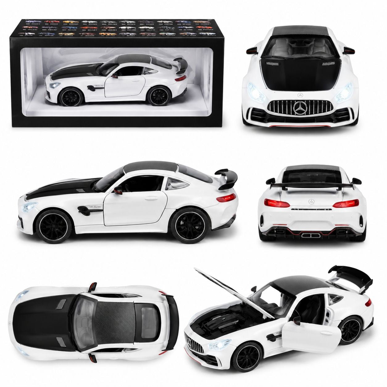 White GT Racing V8 Turbo Die-Cast Model Car (1:24 Scale)