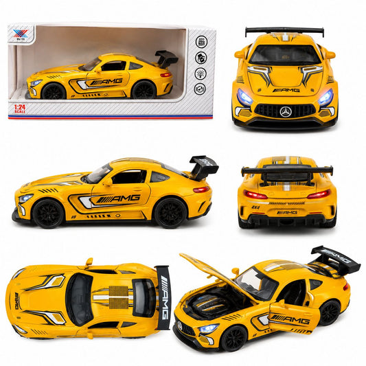 Yellow AMG GT Racing Die-Cast Model Car (1:24 Scale)
