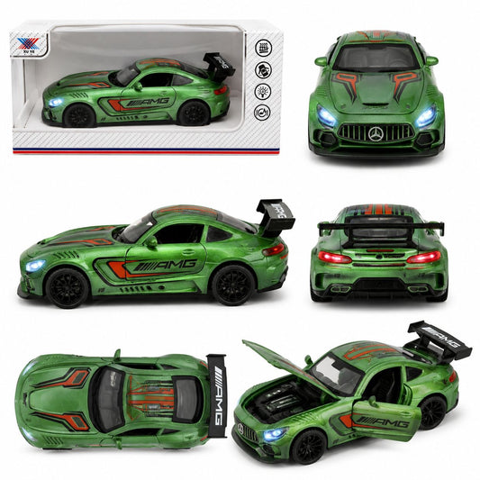 1:24 Scale Green Racing Sports Car Die-Cast Model with Lights & Sounds