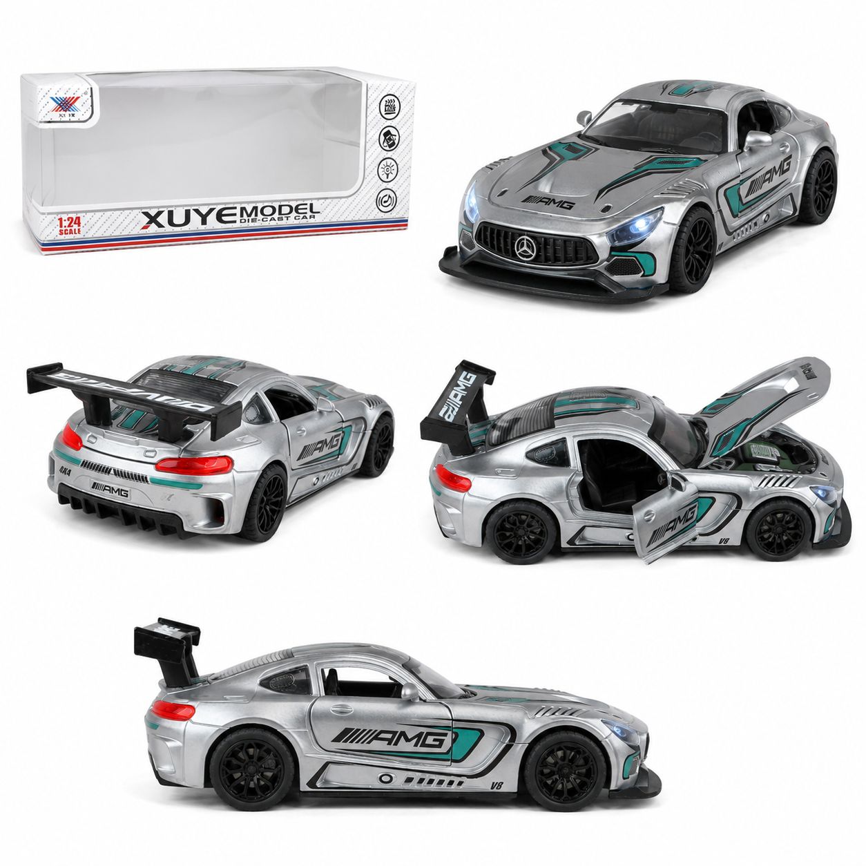 1:24 Die-Cast AMG GT Racing Model Car with Lights & Sounds
