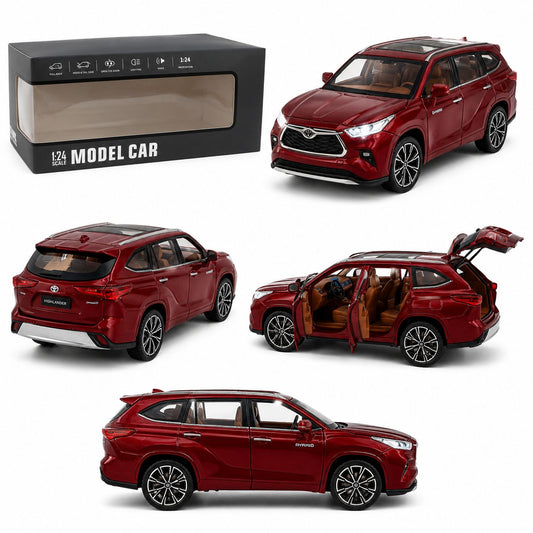 1:24 Die-Cast Toyota Highlander Hybrid SUV Model Car – Red Edition