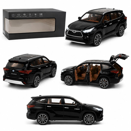 1:24 Die-Cast Toyota Highlander Hybrid SUV Model Car – Black Edition