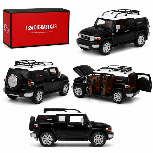 Toyota FJ Cruiser 1:24 Scale Die-Cast Model Car – Black & White Off-Road Edition