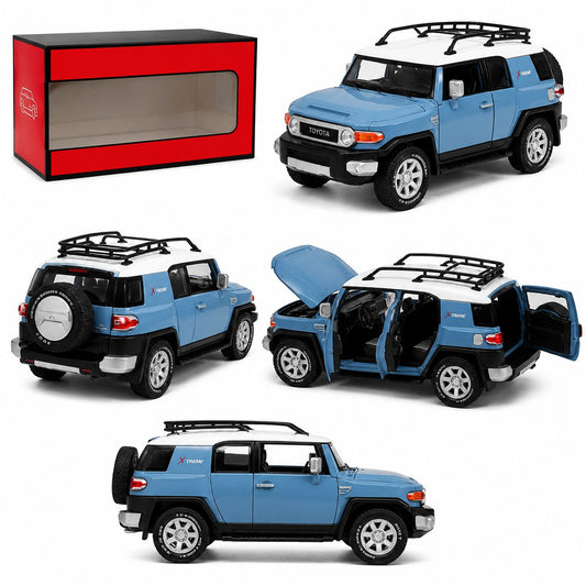 Toyota FJ Cruiser 1:24 Scale Die-Cast Model Car – Light Blue & White Off-Road Edition