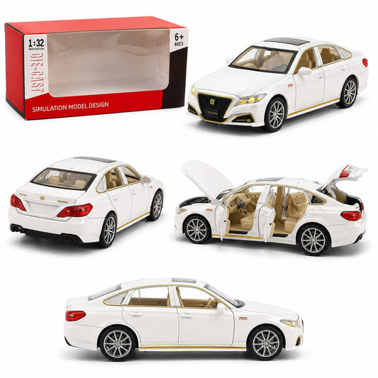 1:32 Die-Cast White toyota Hybrid Sedan Model Car with Lights & Sound