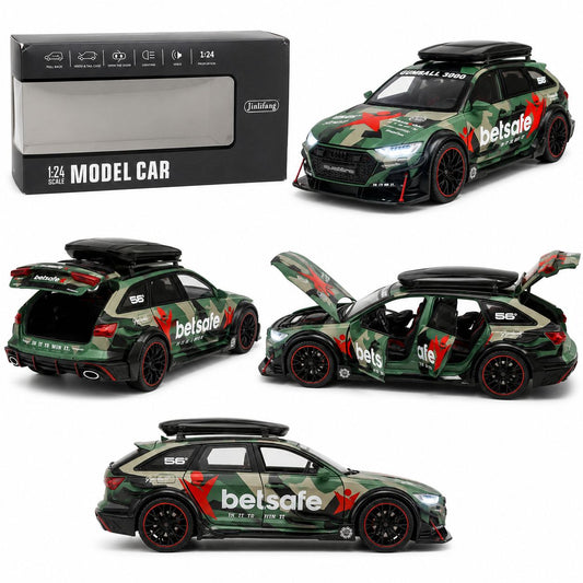 1:24 Camouflage audi rs6 Die-Cast Model Car with Lights, Sounds & Opening Parts