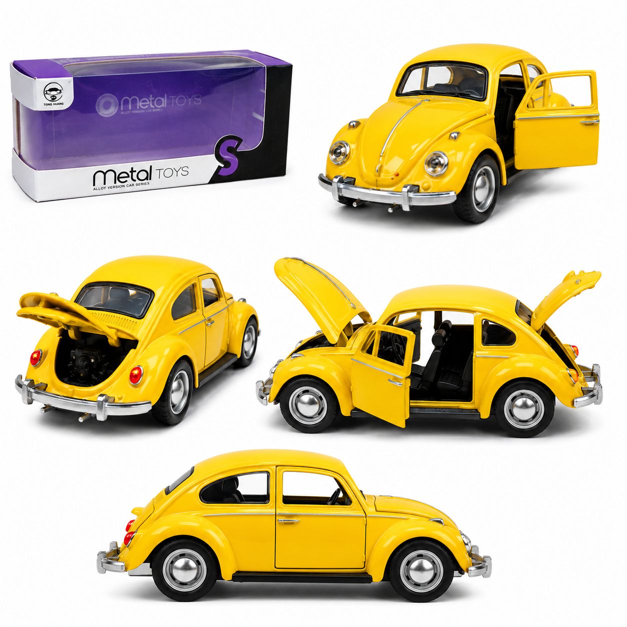 Small Yellow Classic Beetle Die-Cast Model Car