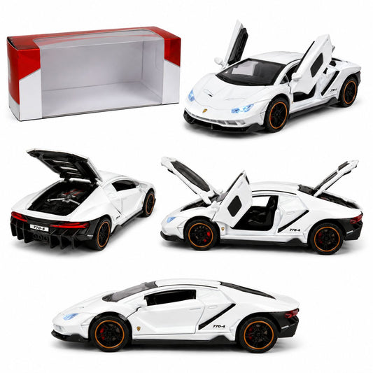 1:32 White Super Sports Lamborghini Die-Cast Model Car with Lights & Opening Doors