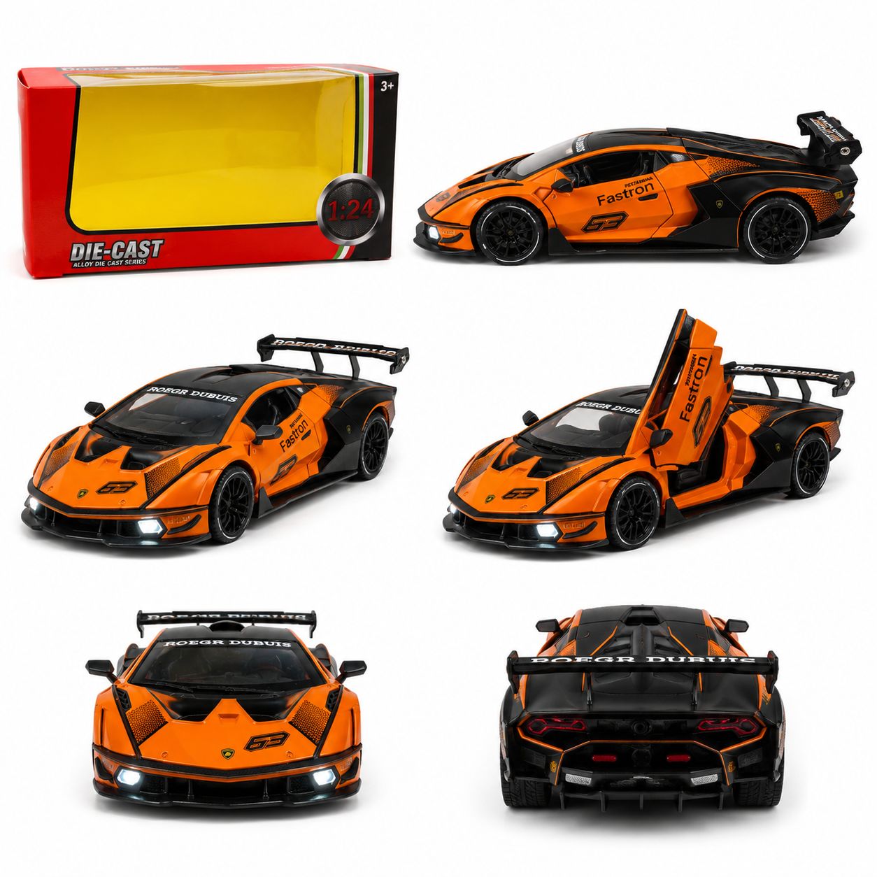 1:24 Die-Cast Racing Supercar Lamborghini Model – Orange & Black GT Edition