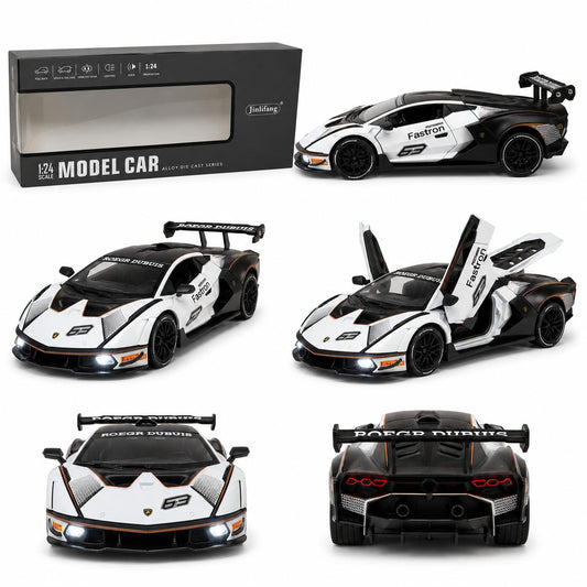 1:24 Die-Cast Racing Supercar Lamborghini Model – White & Black GT Edition