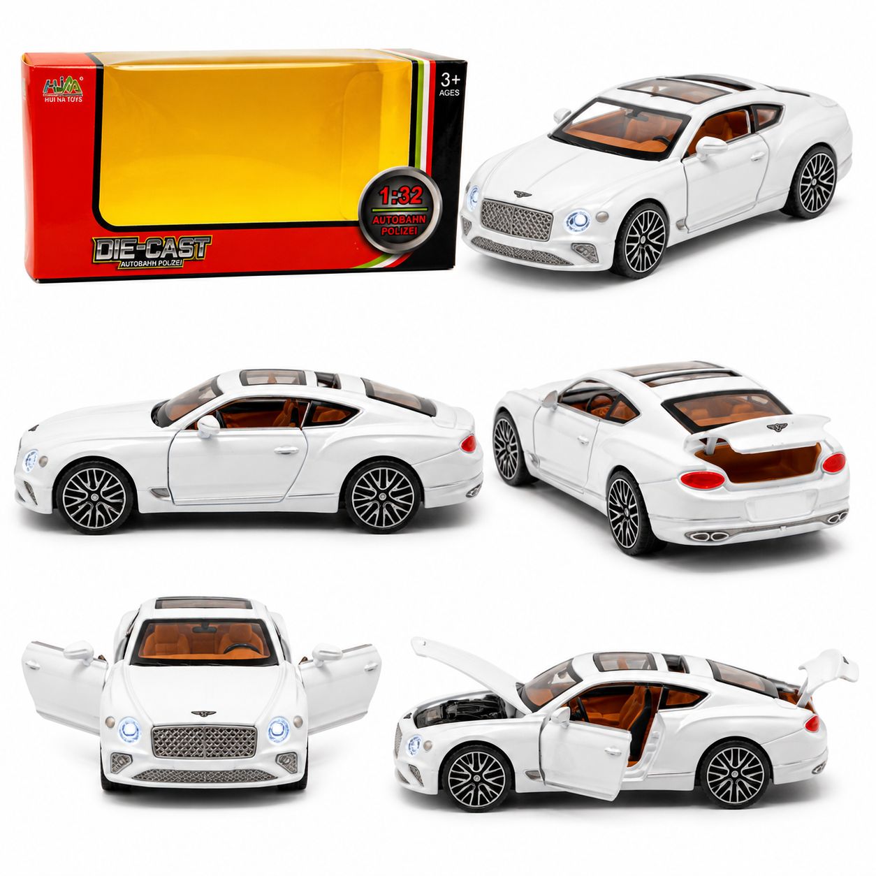 1:32 Bentley Continental GT Die-Cast Model Car – White