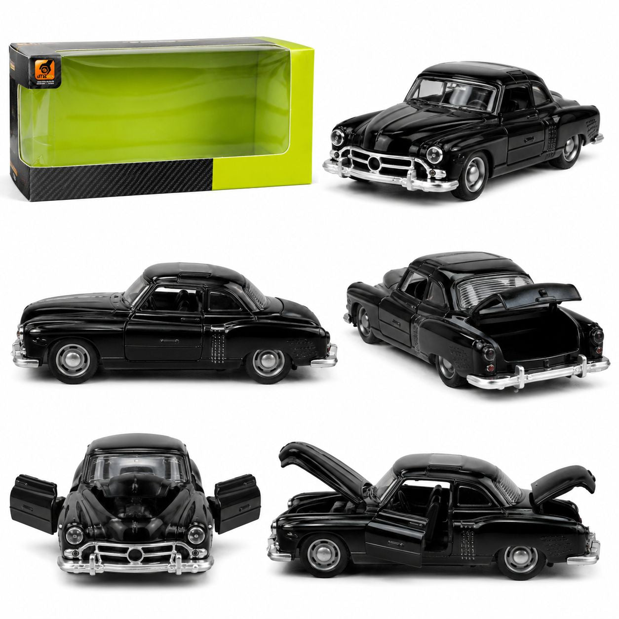 Small Mercedes-Benz 300 SL Gullwing Die-Cast Model Car – Black