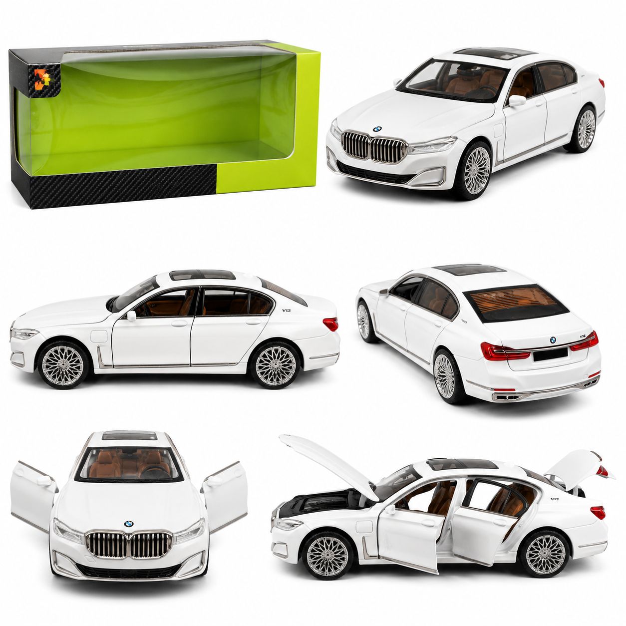 BMW 7 Series V12 xDrive Die-Cast Model Car – White (1:24 Scale)
