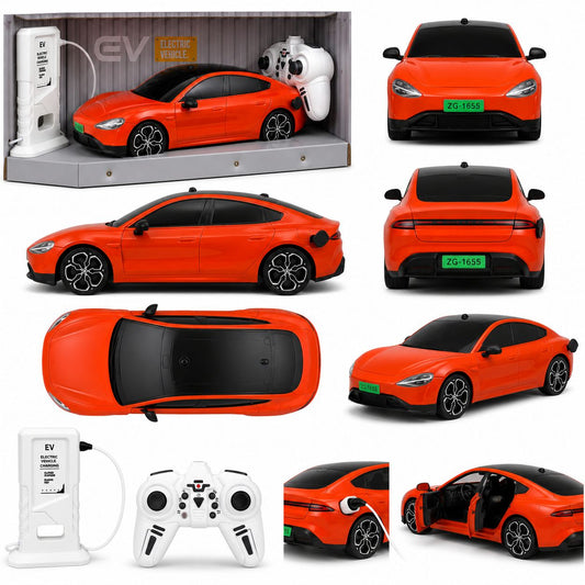1:18 RC Electric Sports Sedan with EV Charging Station Playset