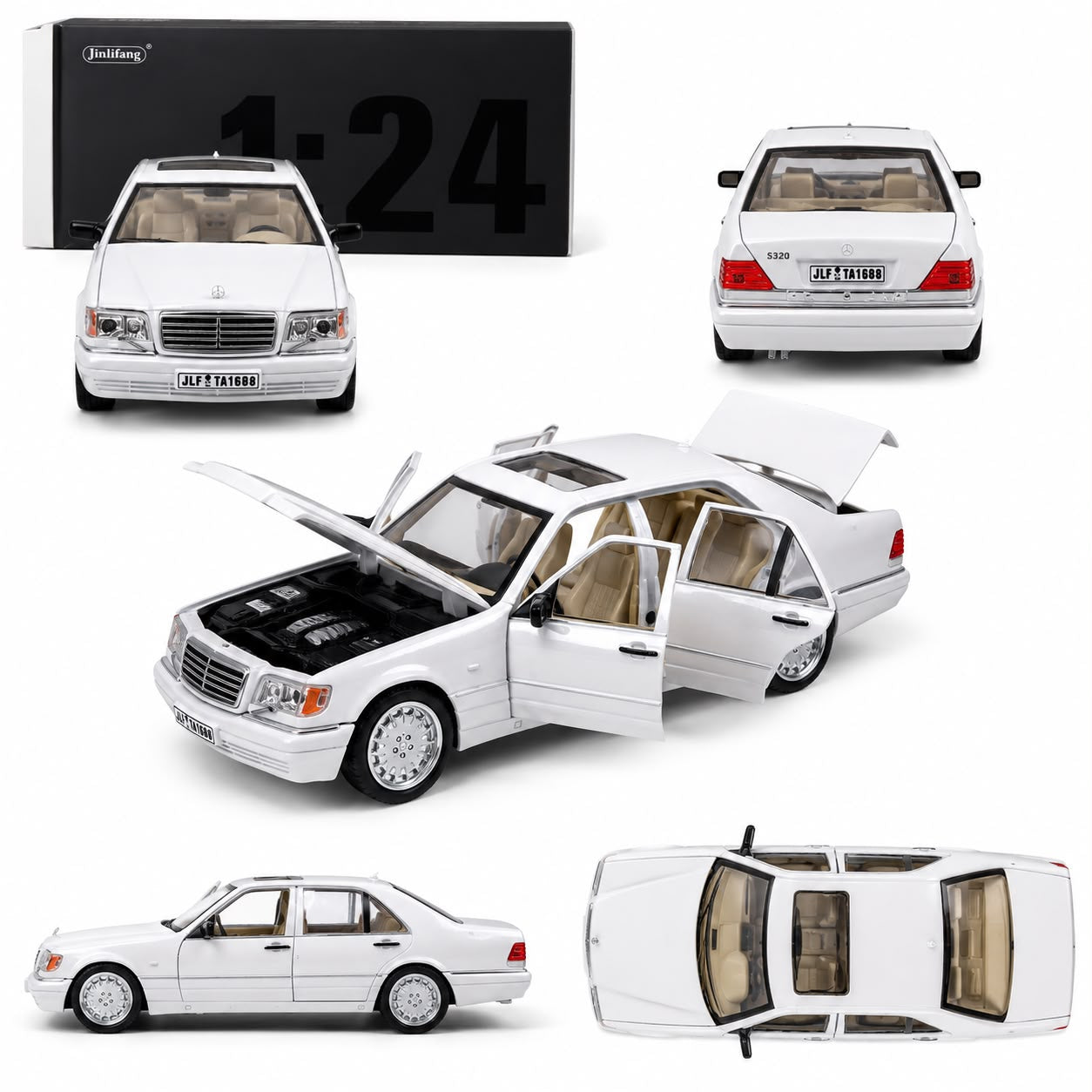 1:24 Mercedes-Benz S320 Diecast Model Car – White