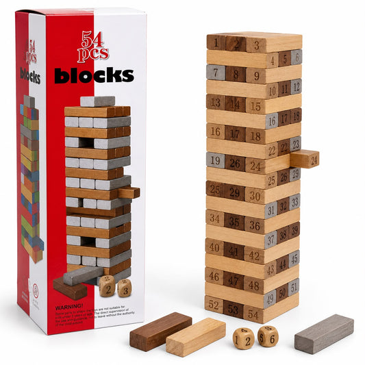 54-Piece Wooden Stacking Blocks Game