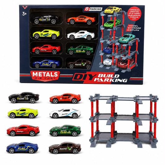 DIY Build Parking Garage – 8 Die-Cast Cars Set