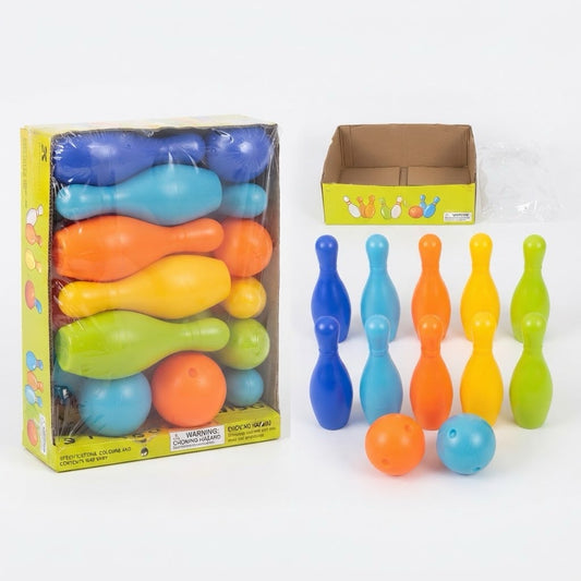 Colorful Kids' Plastic Bowling Pin and Ball Play Set (12-Piece Set)