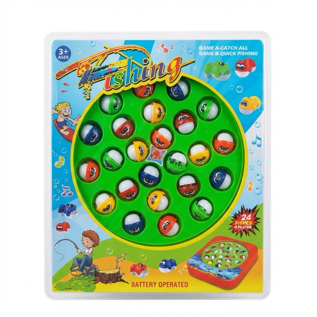 24-Piece Rotating Fishing Game with 4 Players