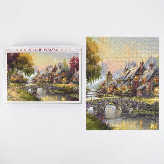 The Thatched Village and Stone Bridge Jigsaw Puzzle