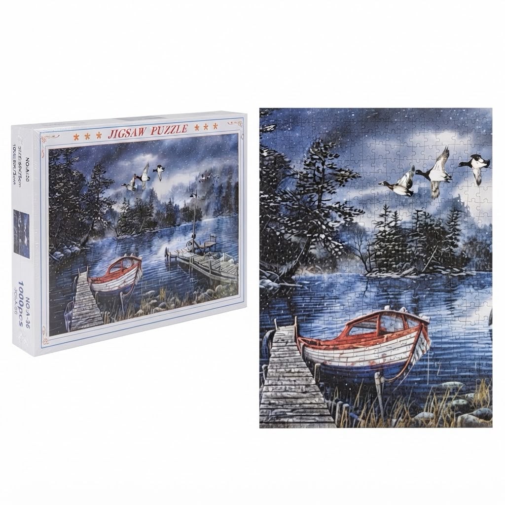 Night Lake and Flying Ducks Jigsaw Puzzle (1000 pcs)
